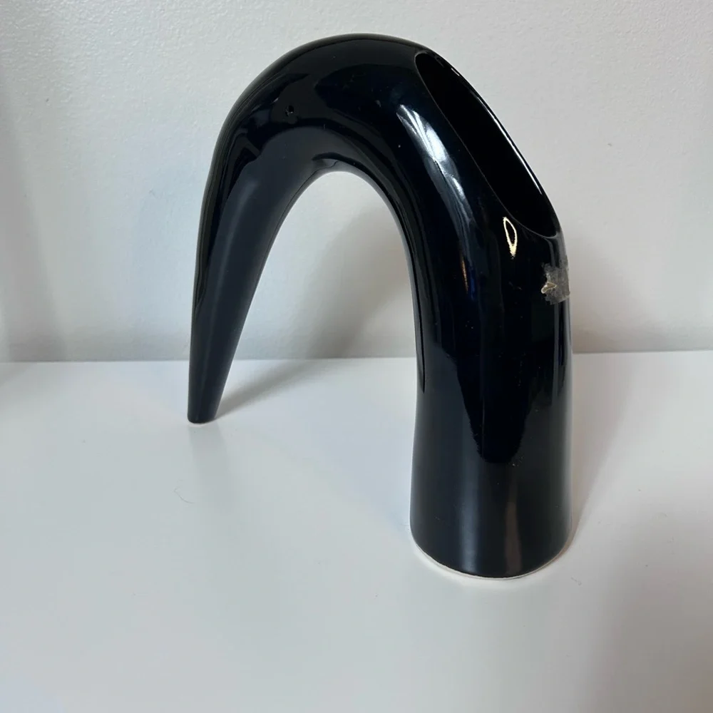 Vintage Toyo MCM Modernist Sculptural Black Ikebana Vase Japanese Style - Picture 5 of 9